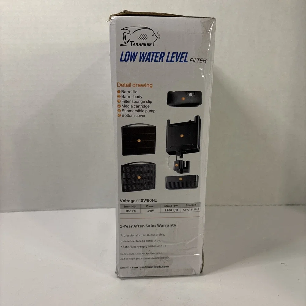Terrarium Low Water Level Filter – Aquarium/Reptile Tank Accessory